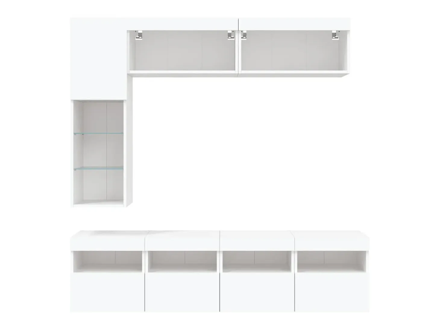 7 pcs conjunto de móveis de parede para TV com luzes LED branco