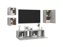 5 pcs conjunto de móveis de TV derivados madeira cinza cimento PT458538