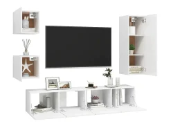 5 pcs conjunto de móveis de TV derivados de madeira branco PT738792