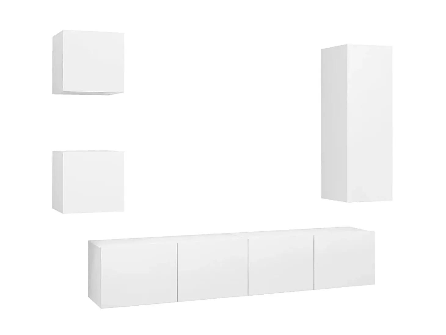 5 pcs conjunto de móveis de TV derivados de madeira branco PT738792