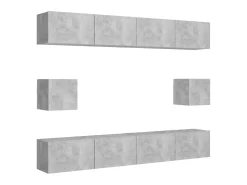 6 pcs conjunto de móveis de TV derivados madeira cinza cimento PT866773