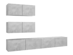 4 pcs conjunto de móveis de TV derivados madeira cinza cimento PT650030