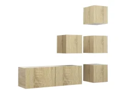 5 pcs conjunto de móveis TV derivados madeira carvalho sonoma PT898196