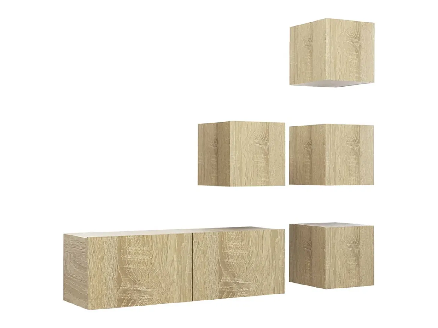 5 pcs conjunto de móveis TV derivados madeira carvalho sonoma PT898196