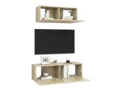 2 pcs conjunto de móveis TV derivados madeira carvalho sonoma PT123659