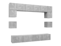 8 pcs conjunto de móveis TV derivados madeira cinzento cimento PT302026