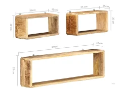 3 pcs conjunto de prateleiras de parede cubos mangueira maciça PT522591
