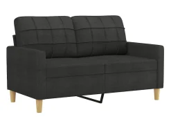 3 pcs conjunto de sofás com almofadões tecido preto