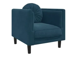 3 pcs conjunto de sofás com almofadas veludo azul