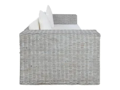 2 pcs conjunto de sofás com almofadões vime natural cinzento