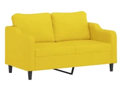3 pcs conjunto de sofás com almofadas tecido amarelo-claro