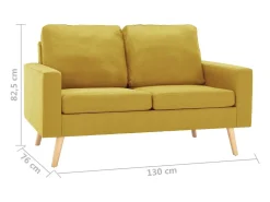 2 pcs conjunto de sofás tecido amarelo