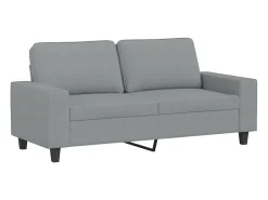 2 pcs conjunto de sofás tecido cinzento-claro