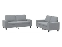 2 pcs conjunto de sofás tecido cinzento-claro