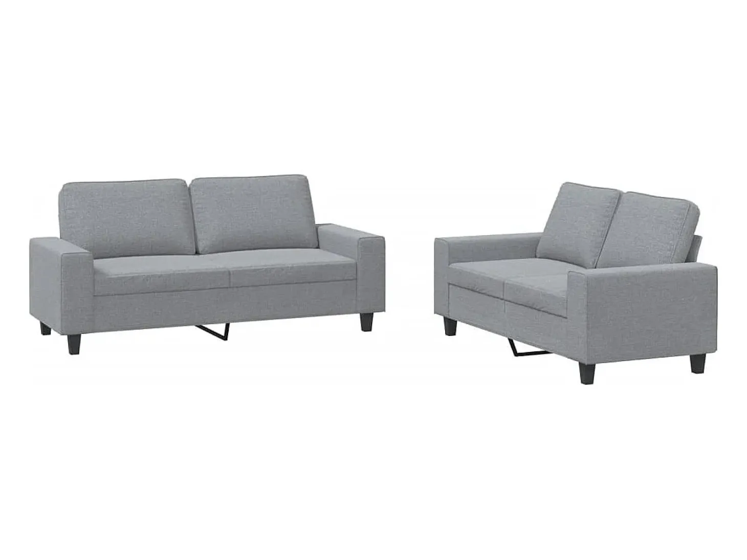 2 pcs conjunto de sofás tecido cinzento-claro