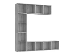 3 pcs conjunto estante/móvel TV 180x30x180 cm cinzento sonoma PT842132
