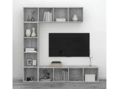 3 pcs conjunto estante/móvel TV 180x30x180 cm cinzento sonoma PT842132