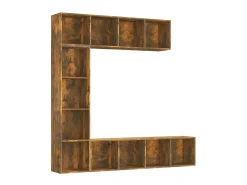 3 pcs conjunto estante/móvel TV 180x30x180 cm carvalho fumado PT355736