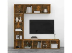 3 pcs conjunto estante/móvel TV 180x30x180 cm carvalho fumado PT355736