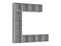 3 pcs conjunto estante/móvel TV 180x30x180 cm cinzento sonoma