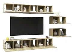 8 pcs conjunto móveis de TV derivados madeira carvalho sonoma PT510897