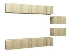 8 pcs conjunto móveis de TV derivados madeira carvalho sonoma PT510897