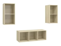 3 pcs conjunto móveis de TV derivados madeira carvalho sonoma PT674144