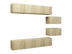 6 pcs conjunto móveis de TV derivados madeira carvalho sonoma PT507683