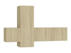 3 pcs conjunto móveis de TV derivados madeira carvalho sonoma PT492350