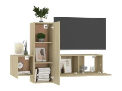 3 pcs conjunto móveis de TV derivados madeira carvalho sonoma PT492350