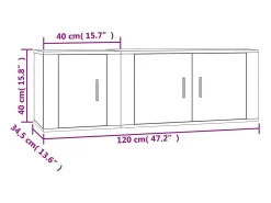 2 pcs conjunto móveis de TV derivados de madeira cinza cimento