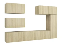 6 pcs conjunto móveis de TV derivados madeira carvalho sonoma PT871443