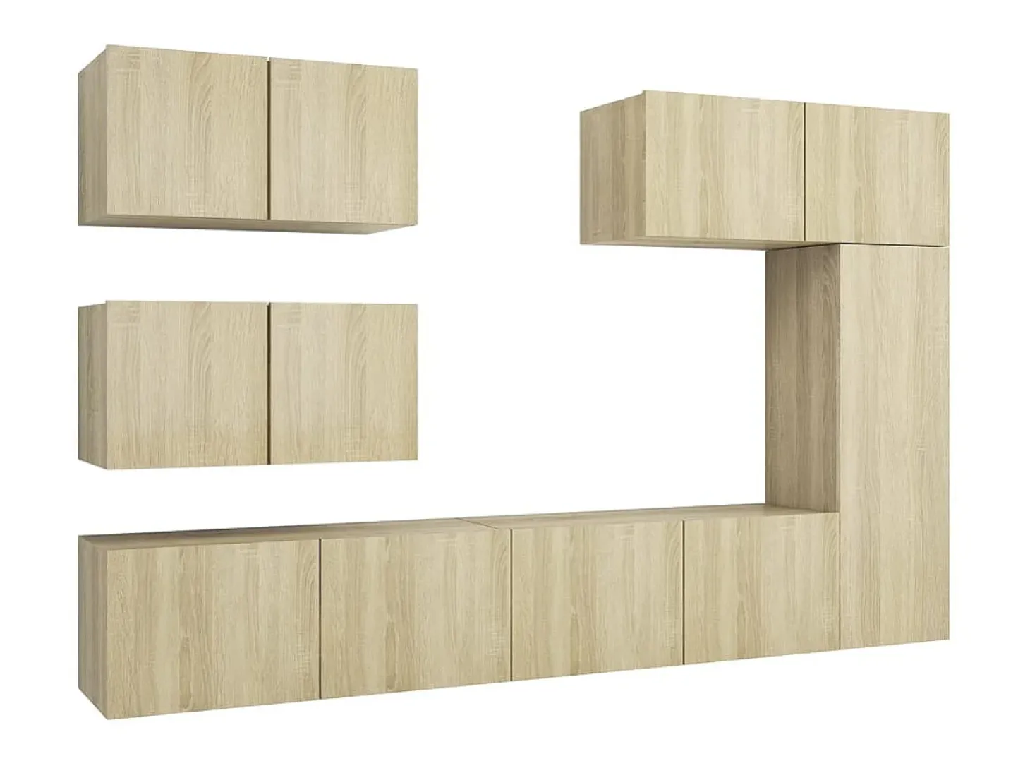 6 pcs conjunto móveis de TV derivados madeira carvalho sonoma PT871443