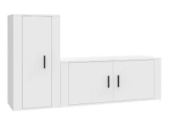 2 pcs conjunto móveis de TV derivados de madeira branco PT895768