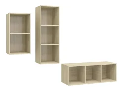 3 pcs conjunto móveis de TV derivados madeira carvalho sonoma PT885168