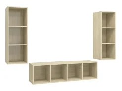 3 pcs conjunto móveis de TV derivados madeira carvalho sonoma PT440827
