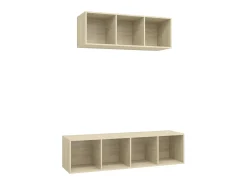 2 pcs conjunto móveis de TV derivados madeira carvalho sonoma PT428912