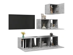 4 pcs conjunto móveis de TV derivados madeira cinzento cimento PT545587