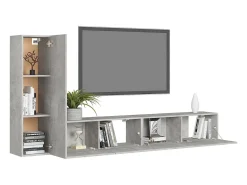 3 pcs conjunto móveis de TV derivados madeira cinzento cimento PT241684
