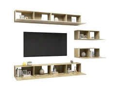 6 pcs conjunto móveis de TV derivados madeira carvalho sonoma PT242998
