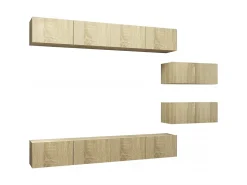 6 pcs conjunto móveis de TV derivados madeira carvalho sonoma PT242998
