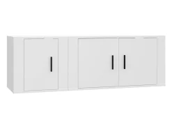2 pcs conjunto móveis de TV derivados de madeira branco