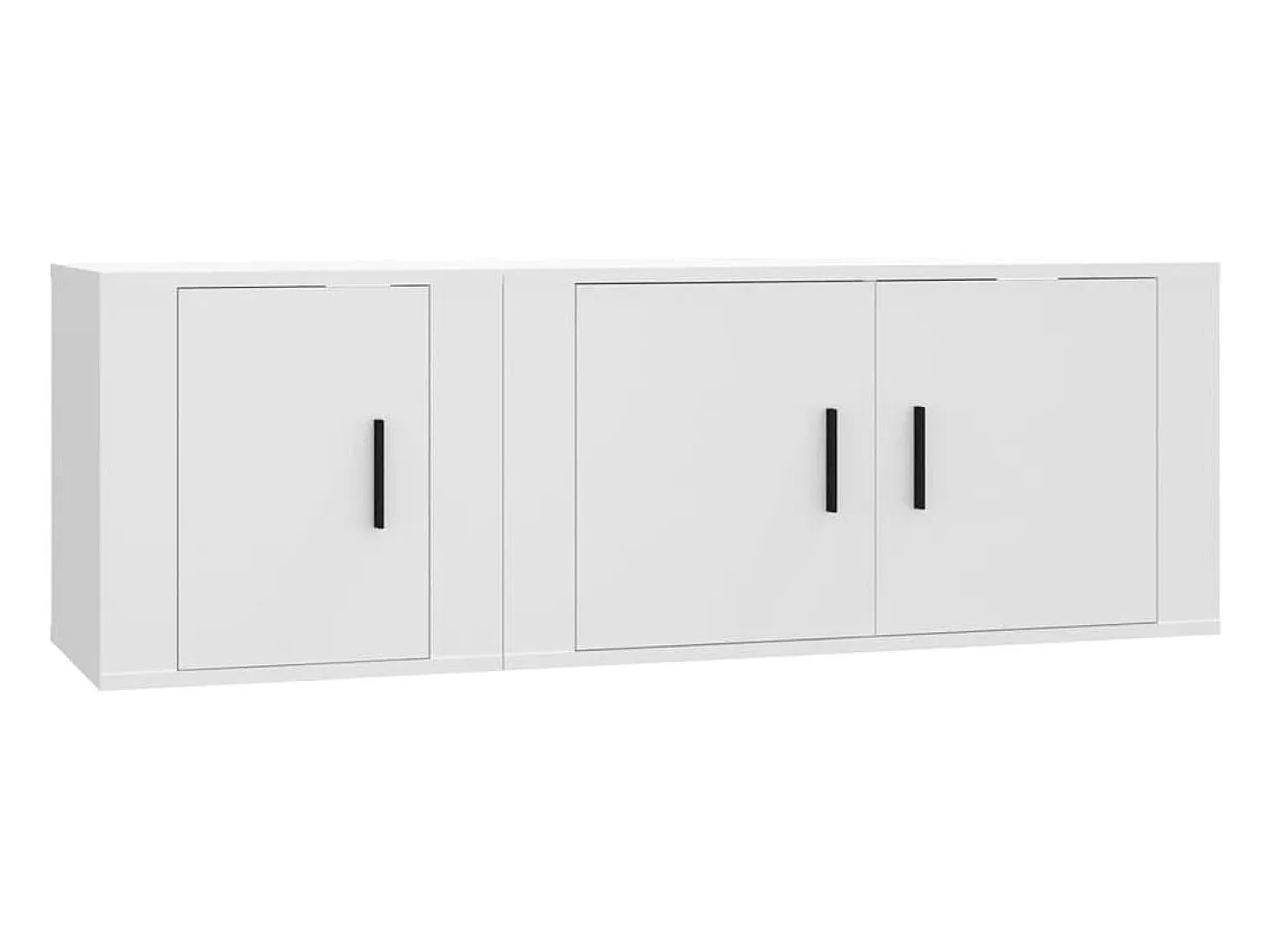 2 pcs conjunto móveis de TV derivados de madeira branco