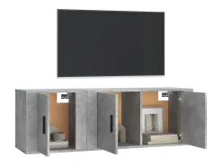 2 pcs conjunto móveis de TV derivados de madeira cinza cimento PT778307