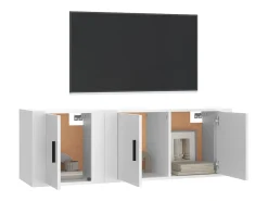 2 pcs conjunto móveis de TV derivados de madeira branco PT964839
