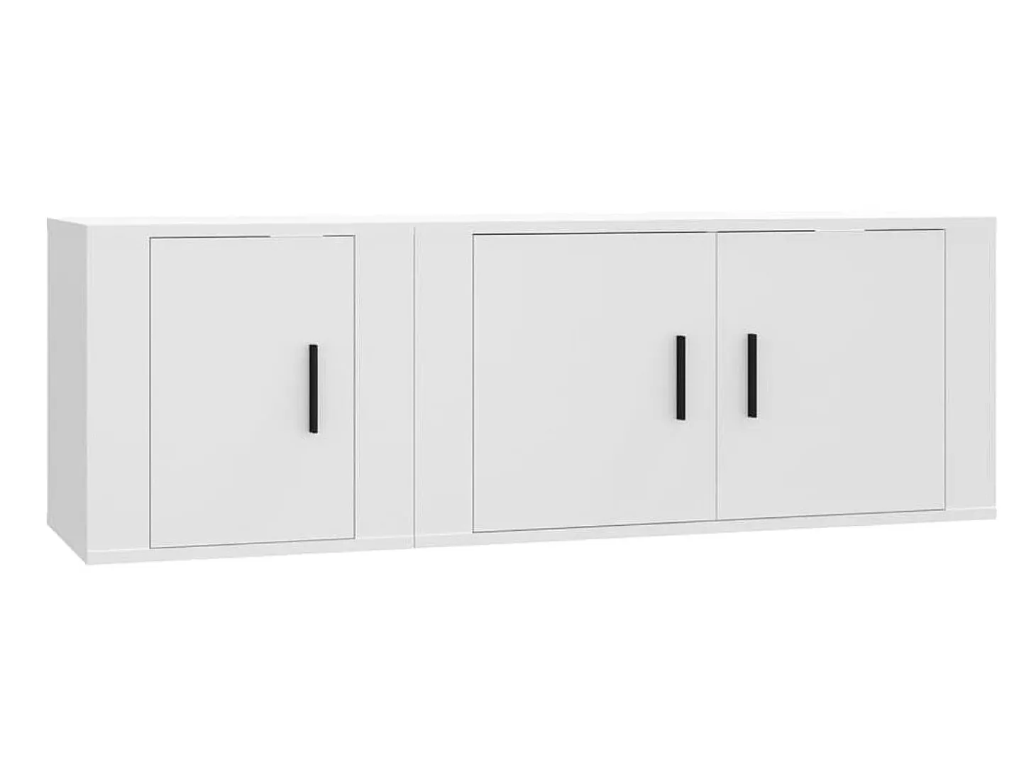2 pcs conjunto móveis de TV derivados de madeira branco PT964839