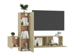 3 pcs conjunto móveis de TV derivados madeira carvalho sonoma PT711703