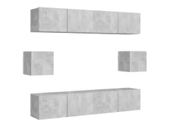 6 pcs conjunto móveis de TV derivados madeira cinzento cimento PT769923