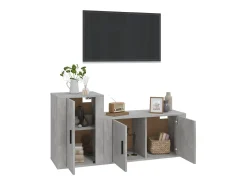 2 pcs conjunto móveis de TV derivados de madeira cinza cimento PT528225