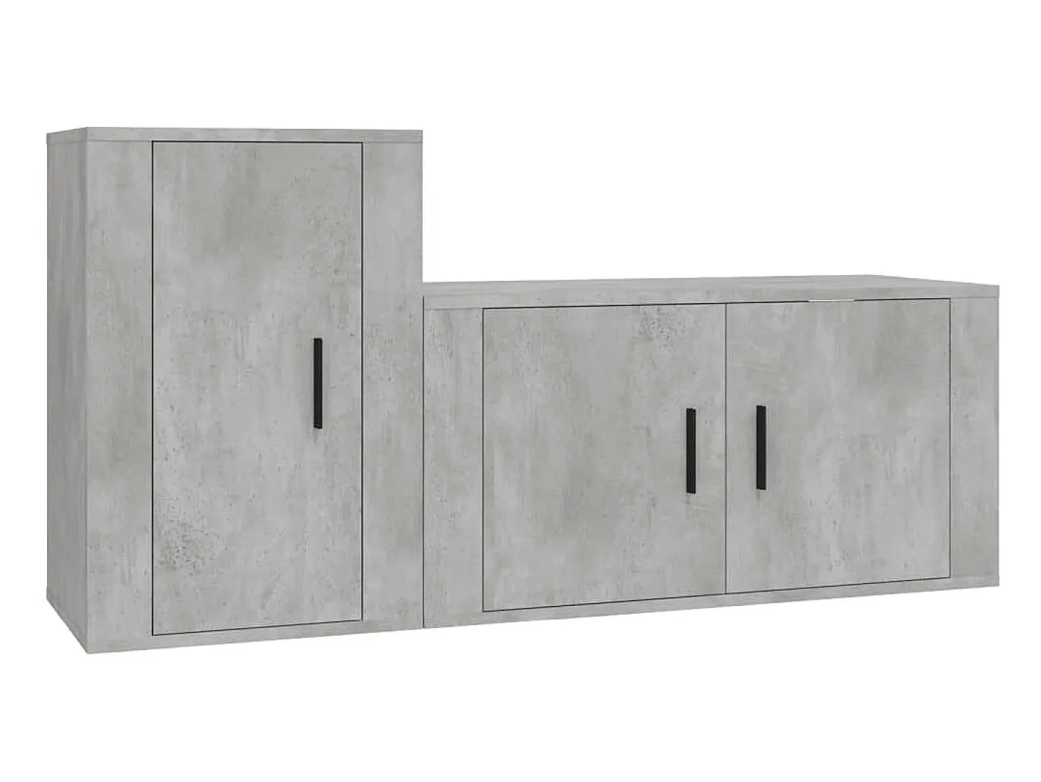 2 pcs conjunto móveis de TV derivados de madeira cinza cimento PT528225